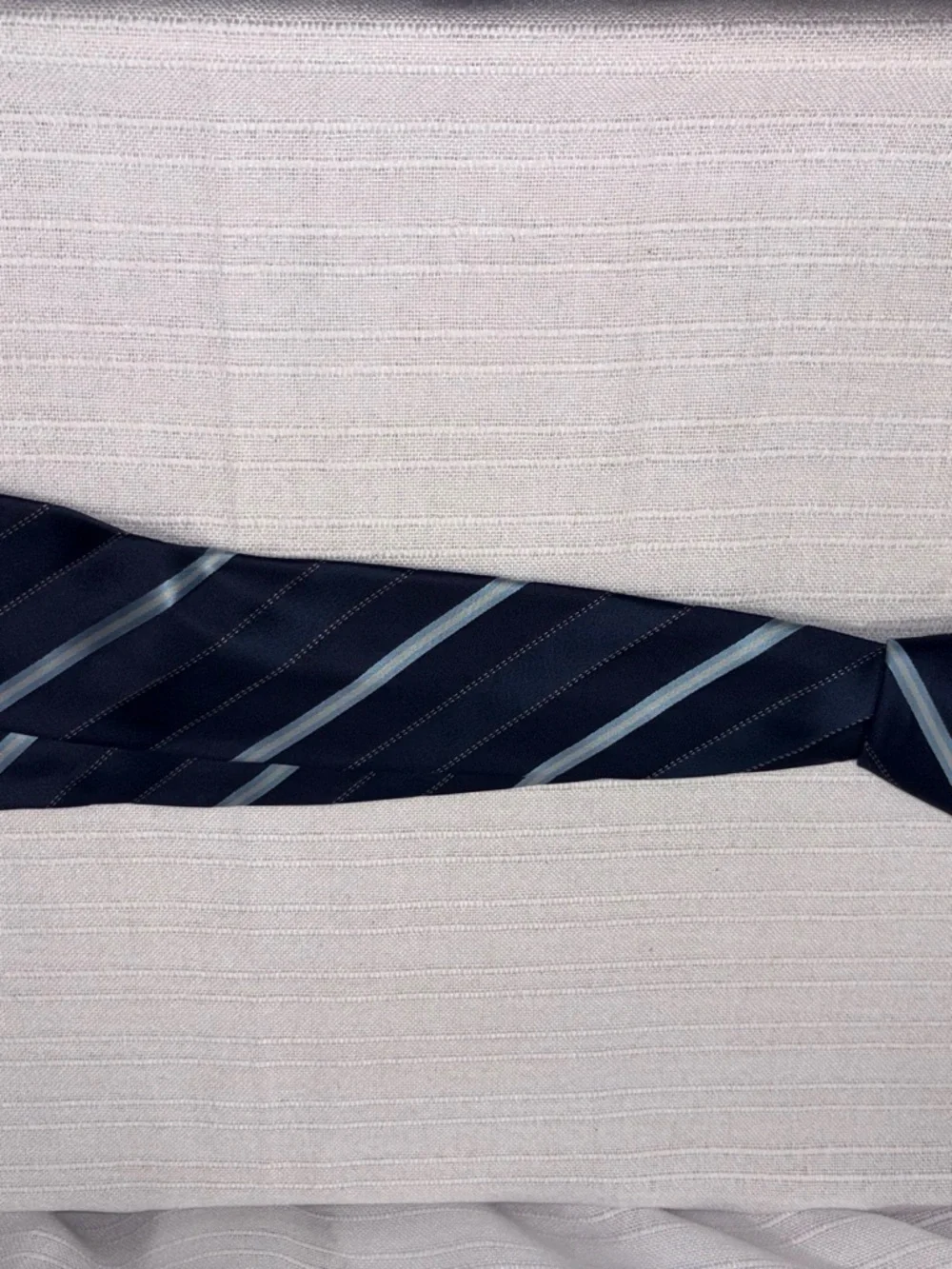 Calvin Klein Designer 100% Silk Navy Blue Striped Tie